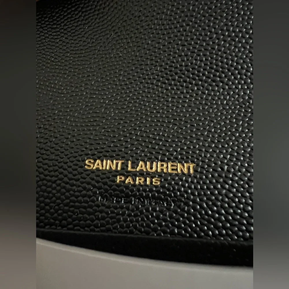 SOLD NEW YSL Saint Laurent Gold Monogram quilted leather wallet clutch - Picture 5 of 12